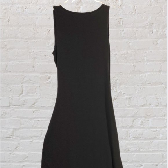 CHEROY -- Cocktail Dress with Side Slit, Black Knee Length, Gathered Waist - Picture 4 of 13